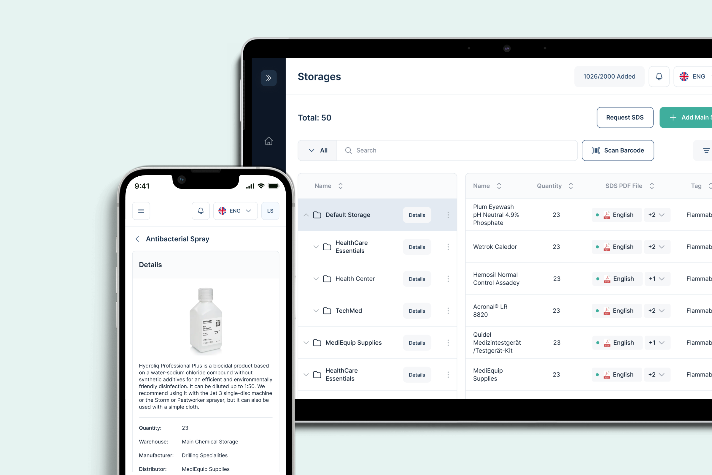 Integrated Item, Storage, and Distributor Management Screenshot