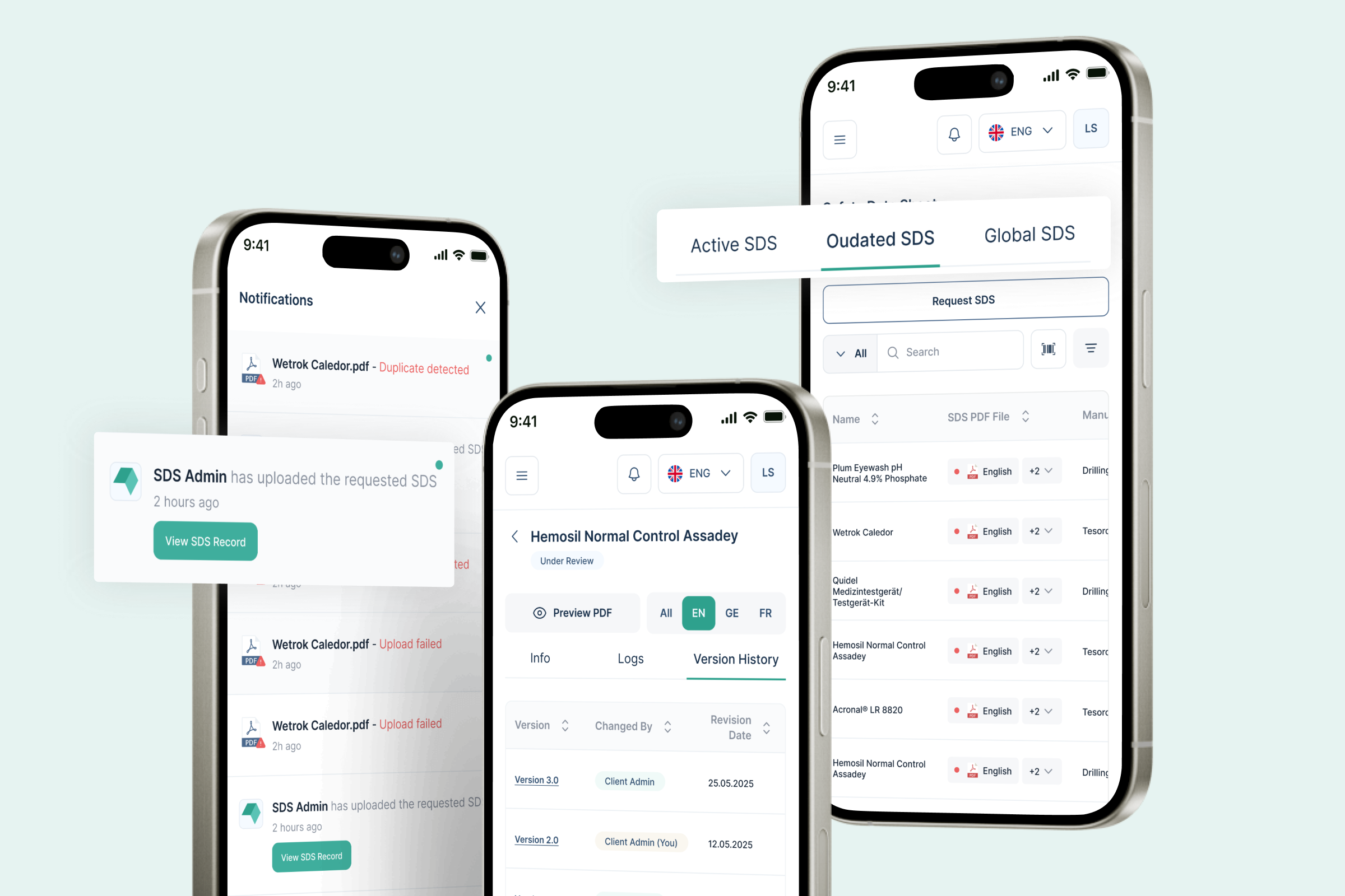 Tracking, Notifications, and Version Control Screenshot